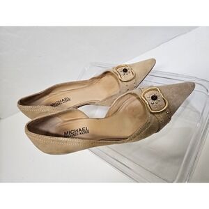 Michael Kors Tan Pointed-Toe Stiletto Heel‎ Pumps with Buckle Women's Size 7